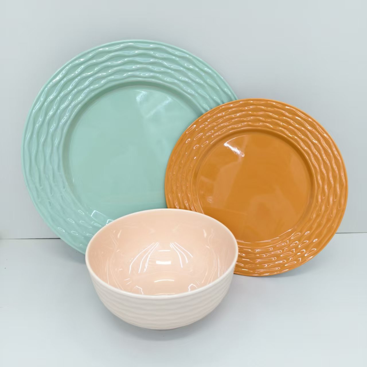 Food-grade melamine tableware from the manufacturer, Amazon in stock, anti-drop bowl and plate set wholesale, LOGO production, clearance stock pic 5