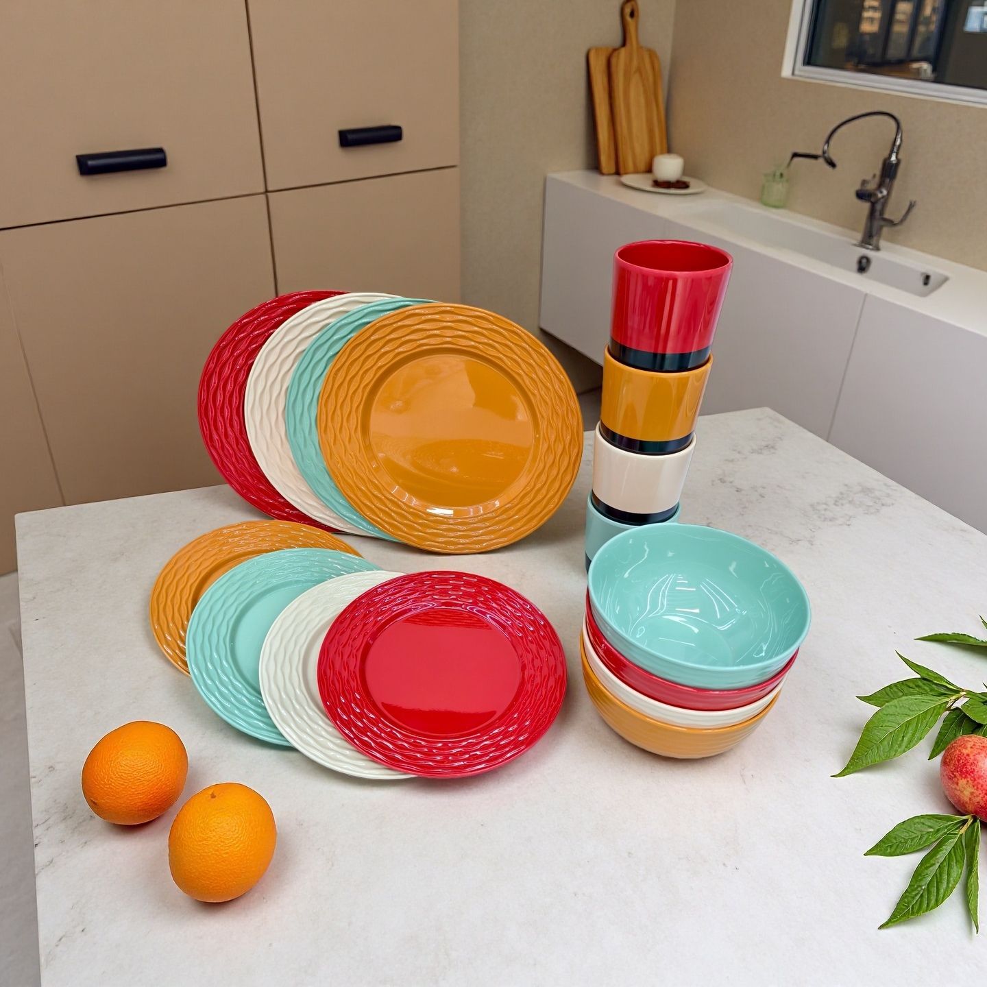 Food-grade melamine tableware from the manufacturer, Amazon in stock, anti-drop bowl and plate set wholesale, LOGO production, clearance stock pic 1