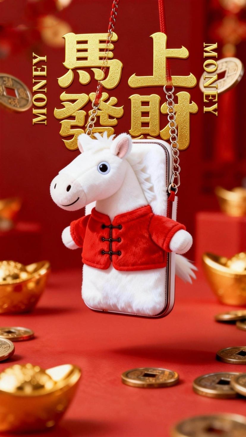 玩偶地摊一件代发可爱马年玩偶包手机袋冬季新款单肩斜挎毛绒包马年布偶一件代发详情11