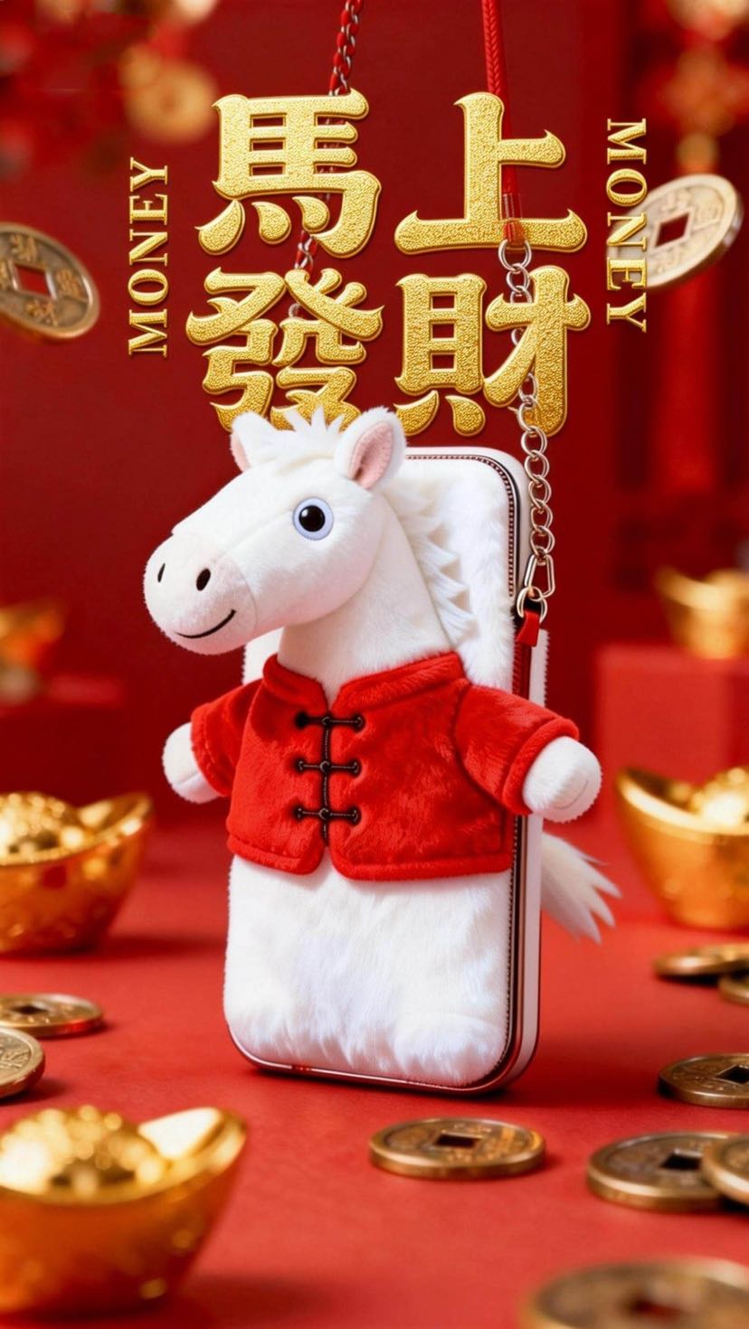 玩偶地摊一件代发可爱马年玩偶包手机袋冬季新款单肩斜挎毛绒包马年布偶一件代发详情10