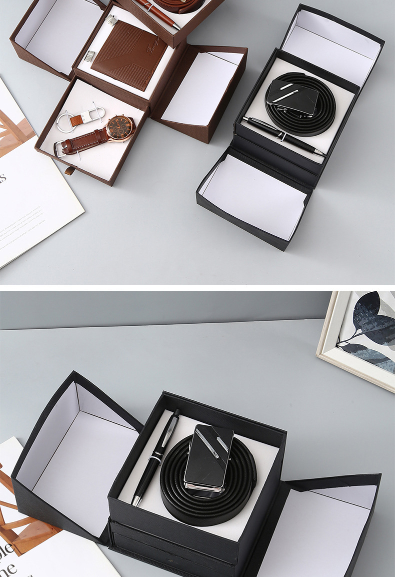 男士商务礼盒套装 双层礼盒装皮带钱包石英表礼盒套装教师节礼物详情9