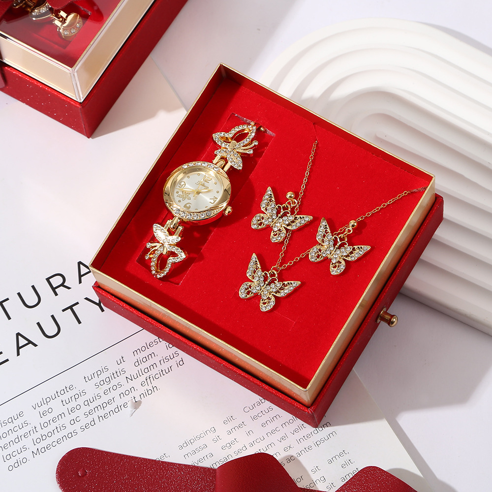 Cross-border women's full-diamond watch, earrings and necklace set, a niche high-end light luxury diamond-encrusted jewelry set for women in stock pic 20