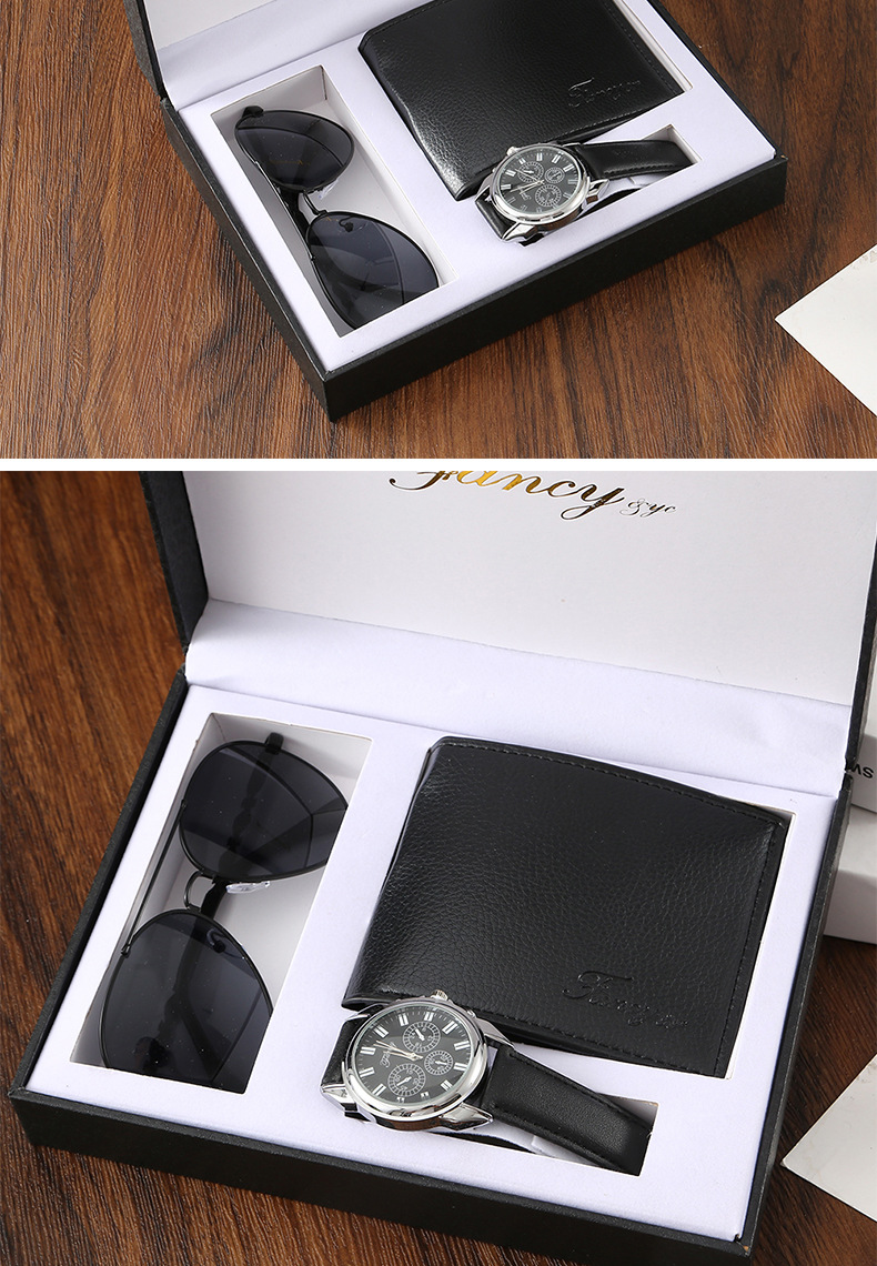 新款时尚男士高档商务礼品套装手表钱包墨镜礼盒套装节日送礼套盒详情10
