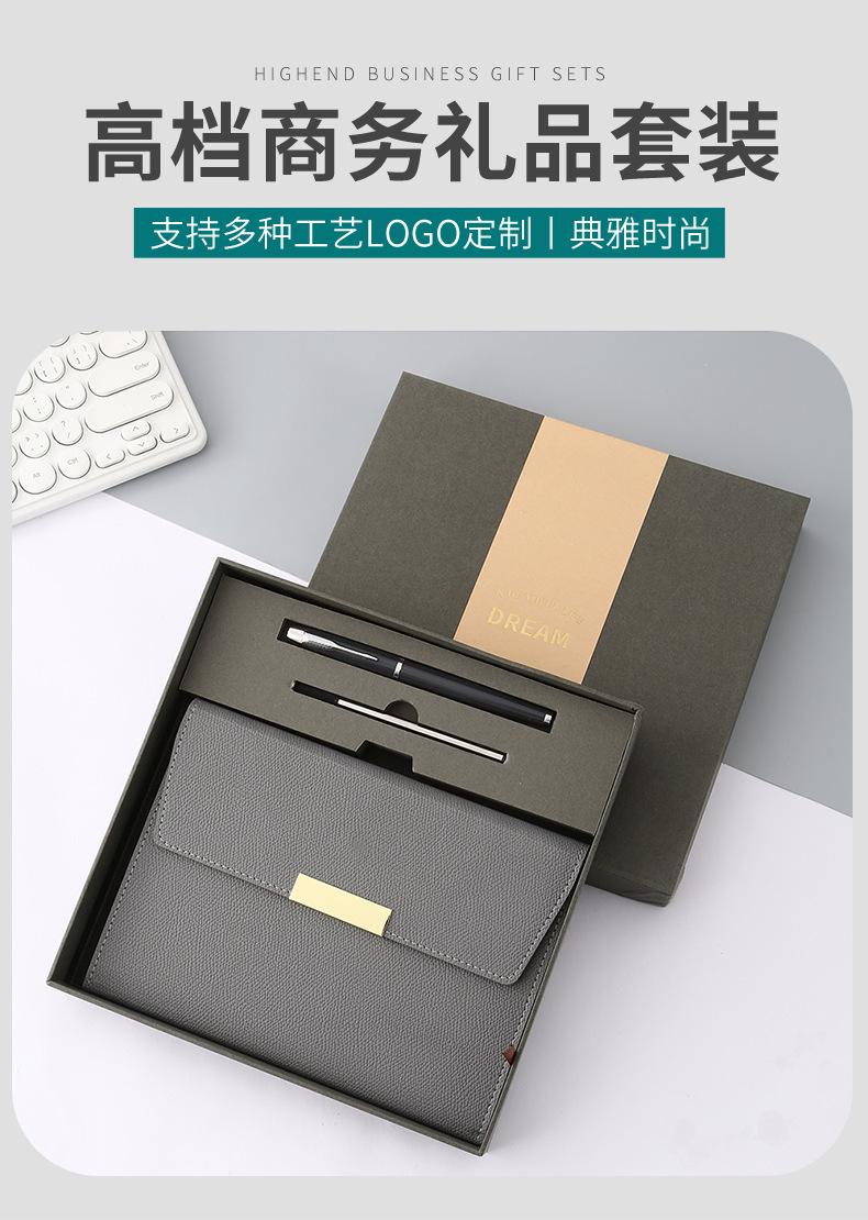 Amazon Cross-border Thanksgiving Notebook Pen Gift Box Set, business light luxury high-end notebook printed logo pic 2