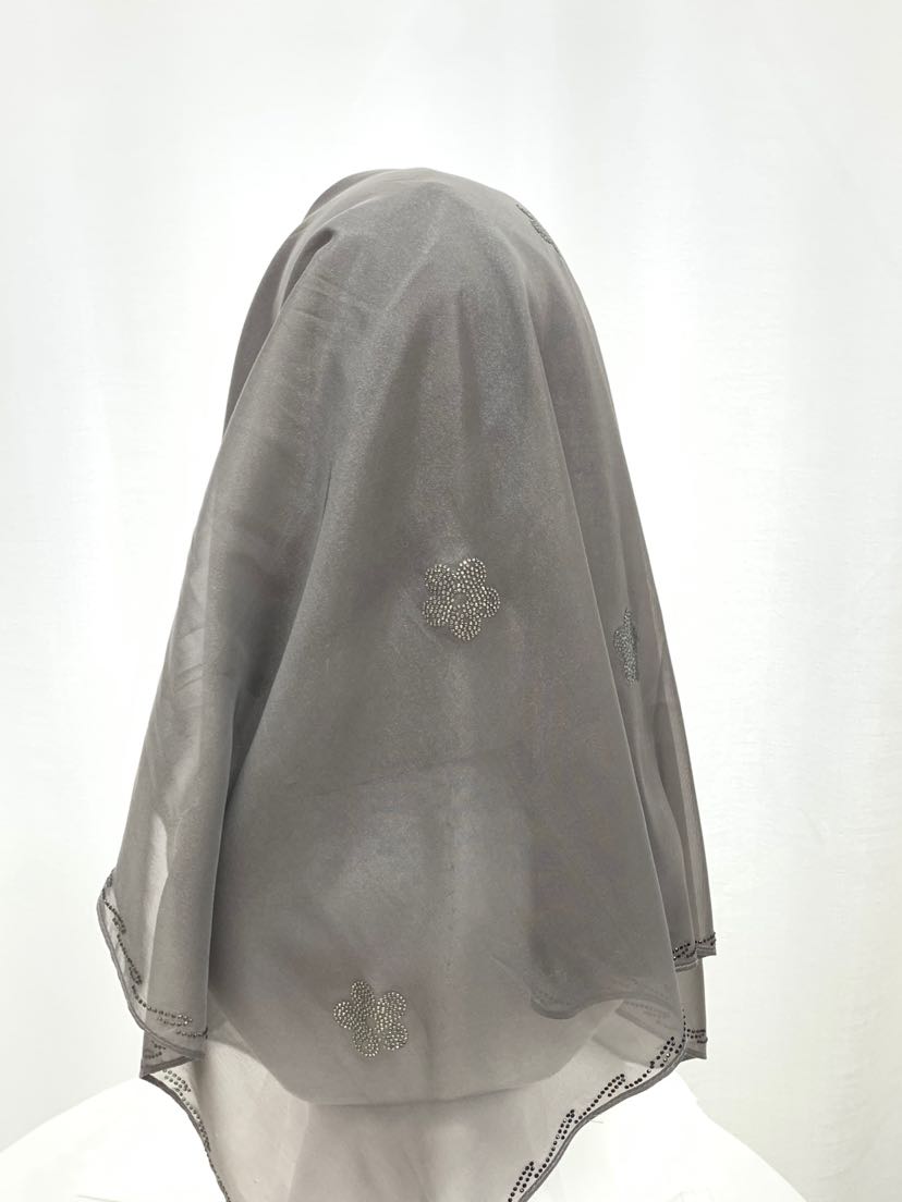 穆斯林方巾 雪纺烫钻闪亮布料薄款现货 女孩围巾包头巾现货详情6