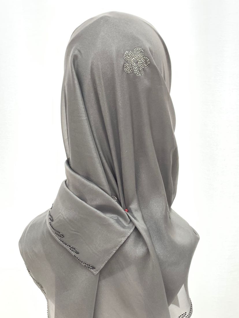 穆斯林方巾 雪纺烫钻闪亮布料薄款现货 女孩围巾包头巾现货详情3