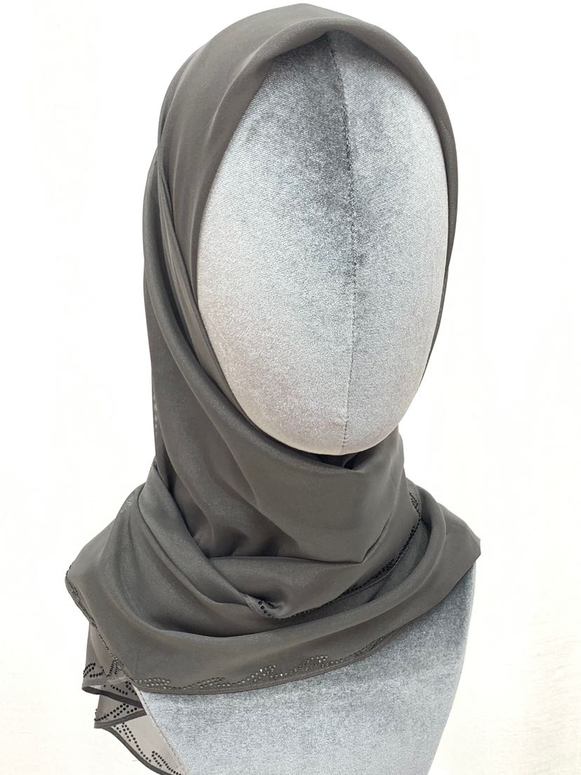 穆斯林方巾 雪纺烫钻闪亮布料薄款现货 女孩围巾包头巾现货详情4