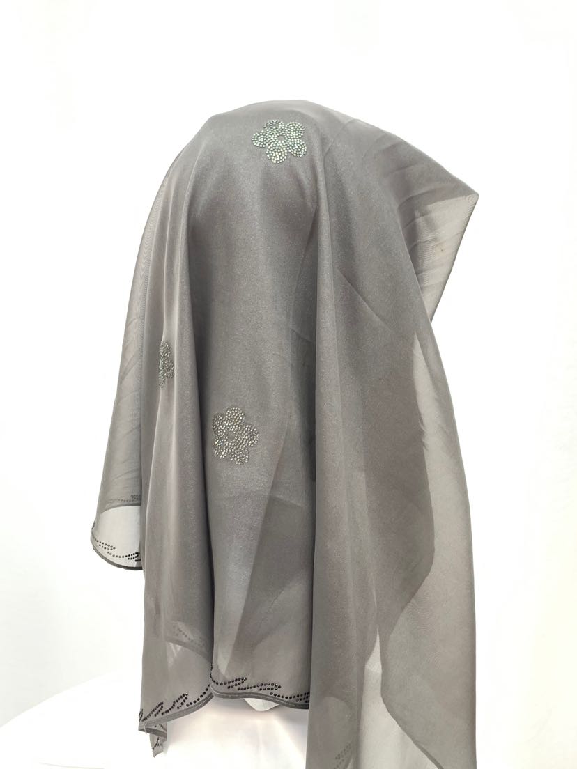 穆斯林方巾 雪纺烫钻闪亮布料薄款现货 女孩围巾包头巾现货详情5