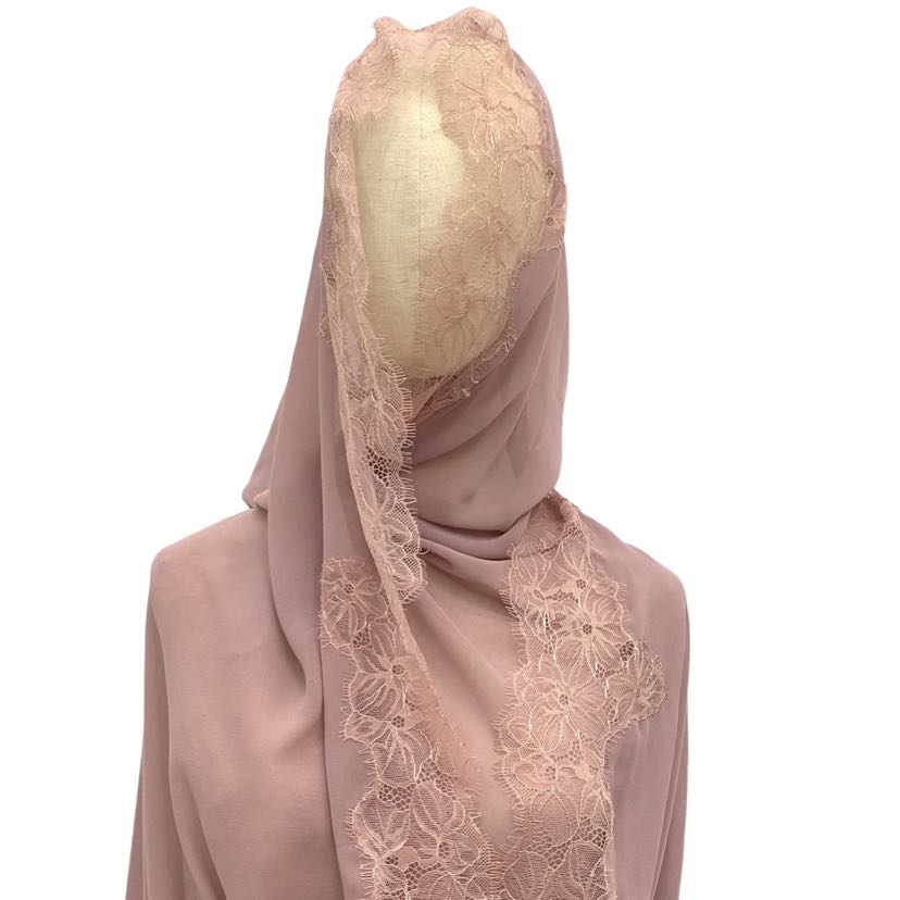 大尺寸蕾丝花边长巾穆斯林头巾 婚姻围巾 阿曼女性包头巾详情5