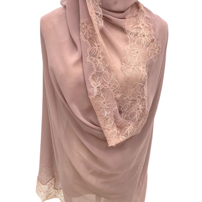 大尺寸蕾丝花边长巾穆斯林头巾 婚姻围巾 阿曼女性包头巾详情2