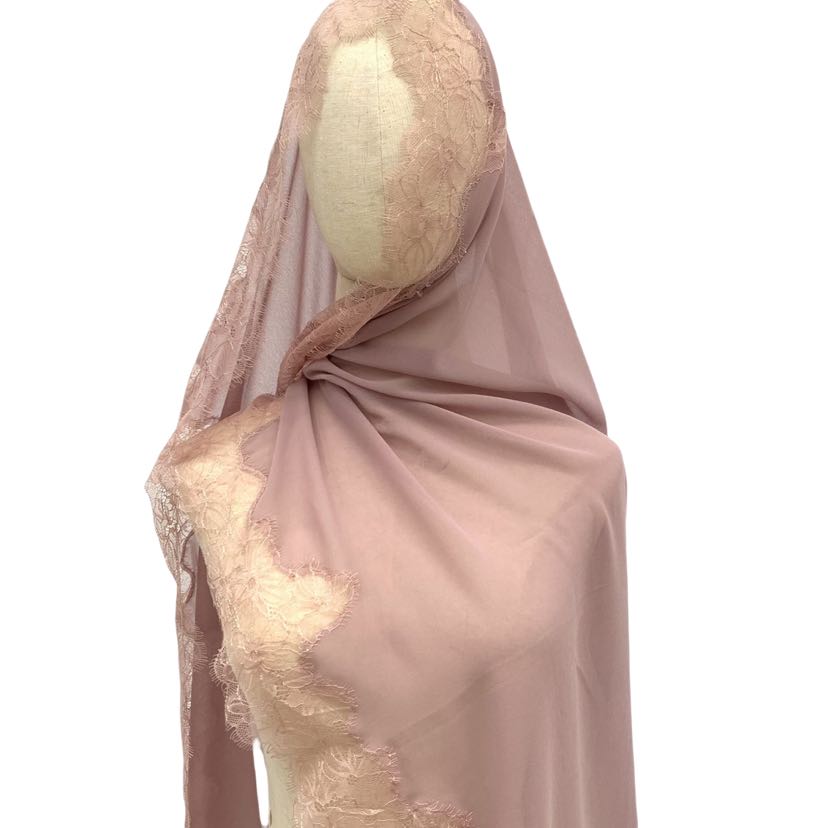大尺寸蕾丝花边长巾穆斯林头巾 婚姻围巾 阿曼女性包头巾详情1
