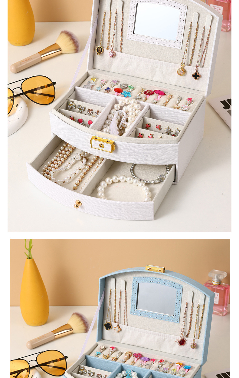 新款手链多功能首饰收纳盒抽屉式珠宝首饰盒戒指耳饰饰品收纳礼盒详情7