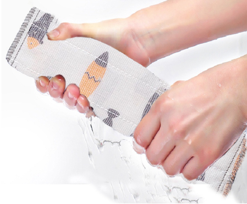Thickened cotton yarn dishcloth with small fish print, oil-free cleaning cloth, a kitchen cleaning wonder pic 10