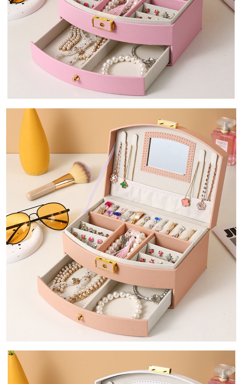 新款手链多功能首饰收纳盒抽屉式珠宝首饰盒戒指耳饰饰品收纳礼盒详情6