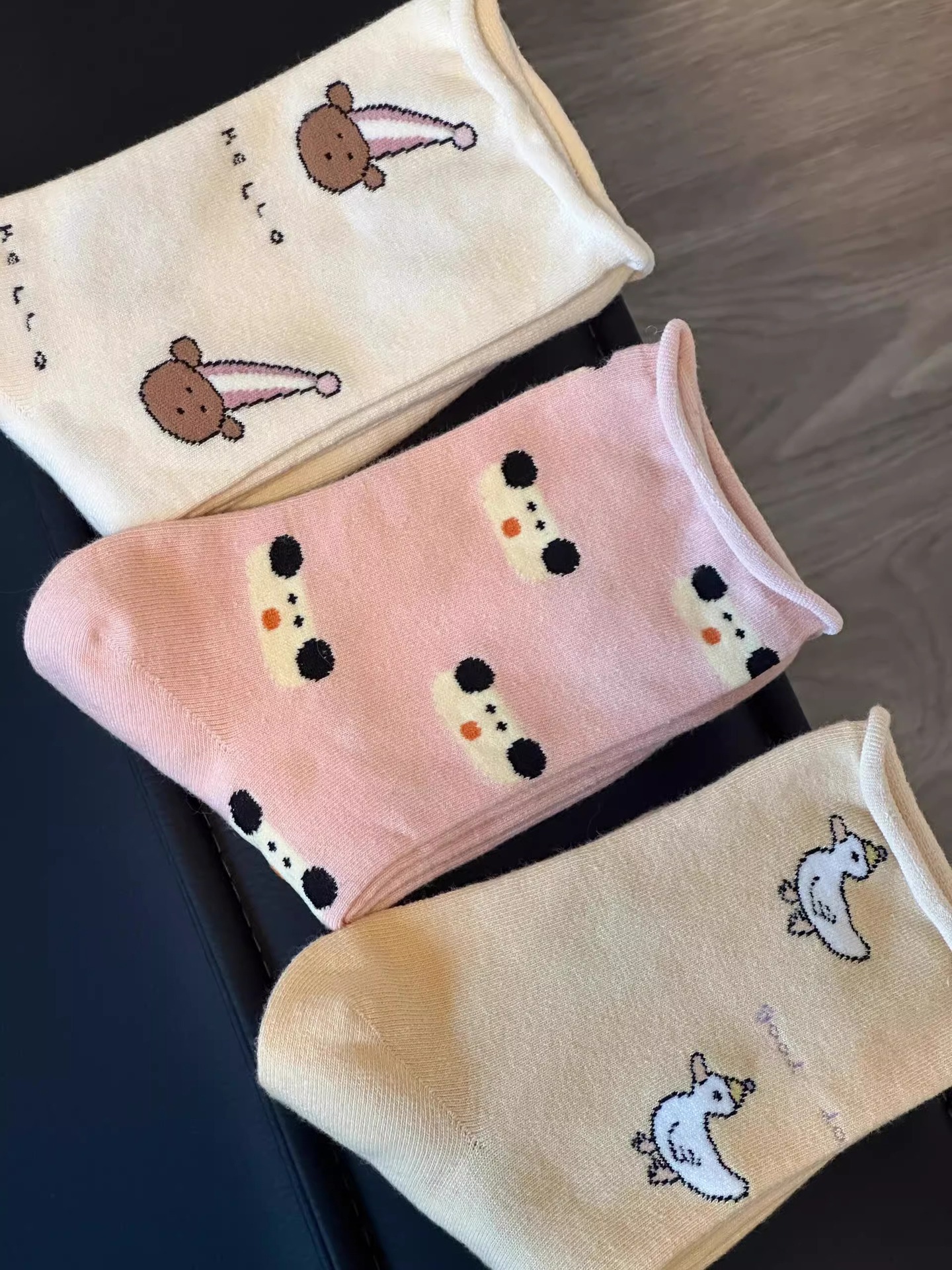 Korean soft and fluffy rolled-up socks for women, spring and summer style, fully printed cartoon, cute boneless pile socks, versatile mid-calf socks for outerwear pic 5