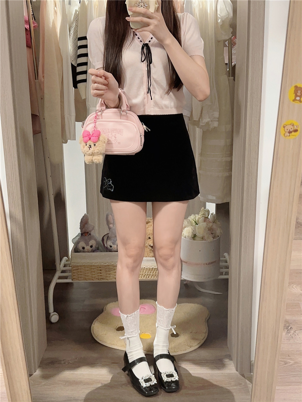 miu系芭蕾小腿袜子女竖纹蕾丝拼接堆堆袜春夏薄款网眼透气jk长袜详情12