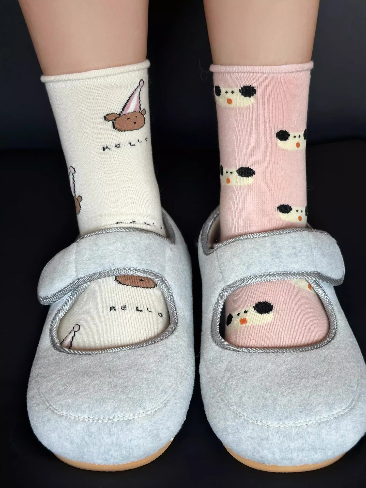 Korean soft and fluffy rolled-up socks for women, spring and summer style, fully printed cartoon, cute boneless pile socks, versatile mid-calf socks for outerwear pic 4