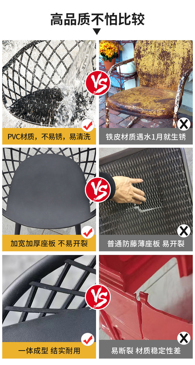 星辰户外桌椅塑料一体斜网椅庭院阳台网红奶茶店咖啡厅休闲碳钢桌组合详情3
