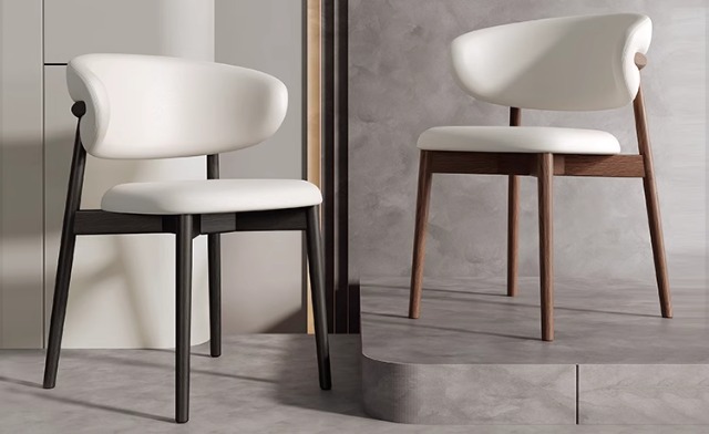 法式中古风实木餐椅2025年新款意式极简美式复古奶油色白蜡木椅子奶油风暖色调凳子橡胶凳子详情2