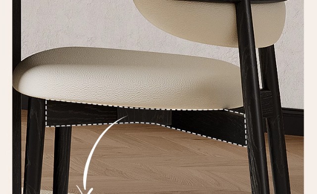 法式中古风实木餐椅2025年新款意式极简美式复古奶油色白蜡木椅子奶油风暖色调凳子橡胶凳子详情40