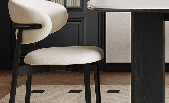 法式中古风实木餐椅2025年新款意式极简美式复古奶油色白蜡木椅子奶油风暖色调凳子橡胶凳子详情22