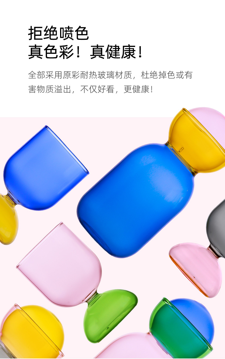 Creative colored high-temperature resistant glass cold water kettle, household water storage cold water kettle, juice tying kettle, water cup set pic 7