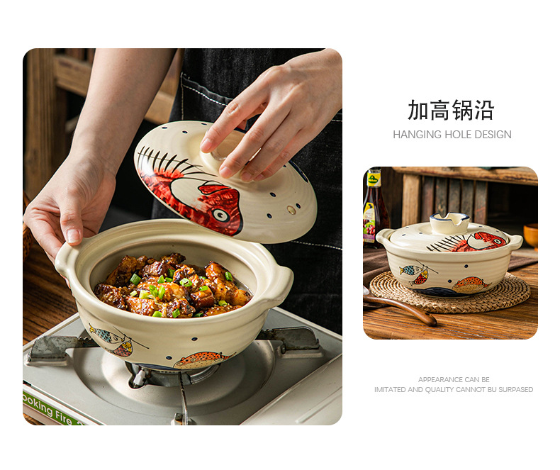 Household high-temperature resistant dry-burning non-cracking gas stove special soup 煲仔饭 ceramic sand pot soup pot stone pot pic 10