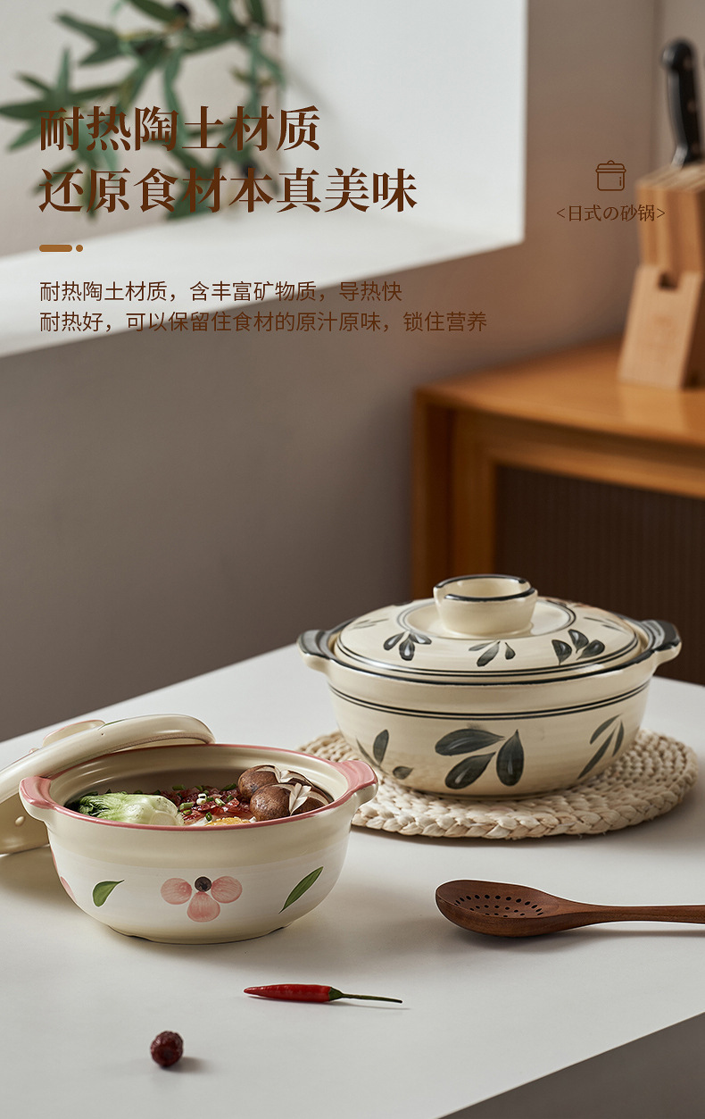 Clay pot, Japanese clay pot, stew pot, household gas stove special 煲仔饭 clay pot, soup pot, lithium spodumene stone material pic 4