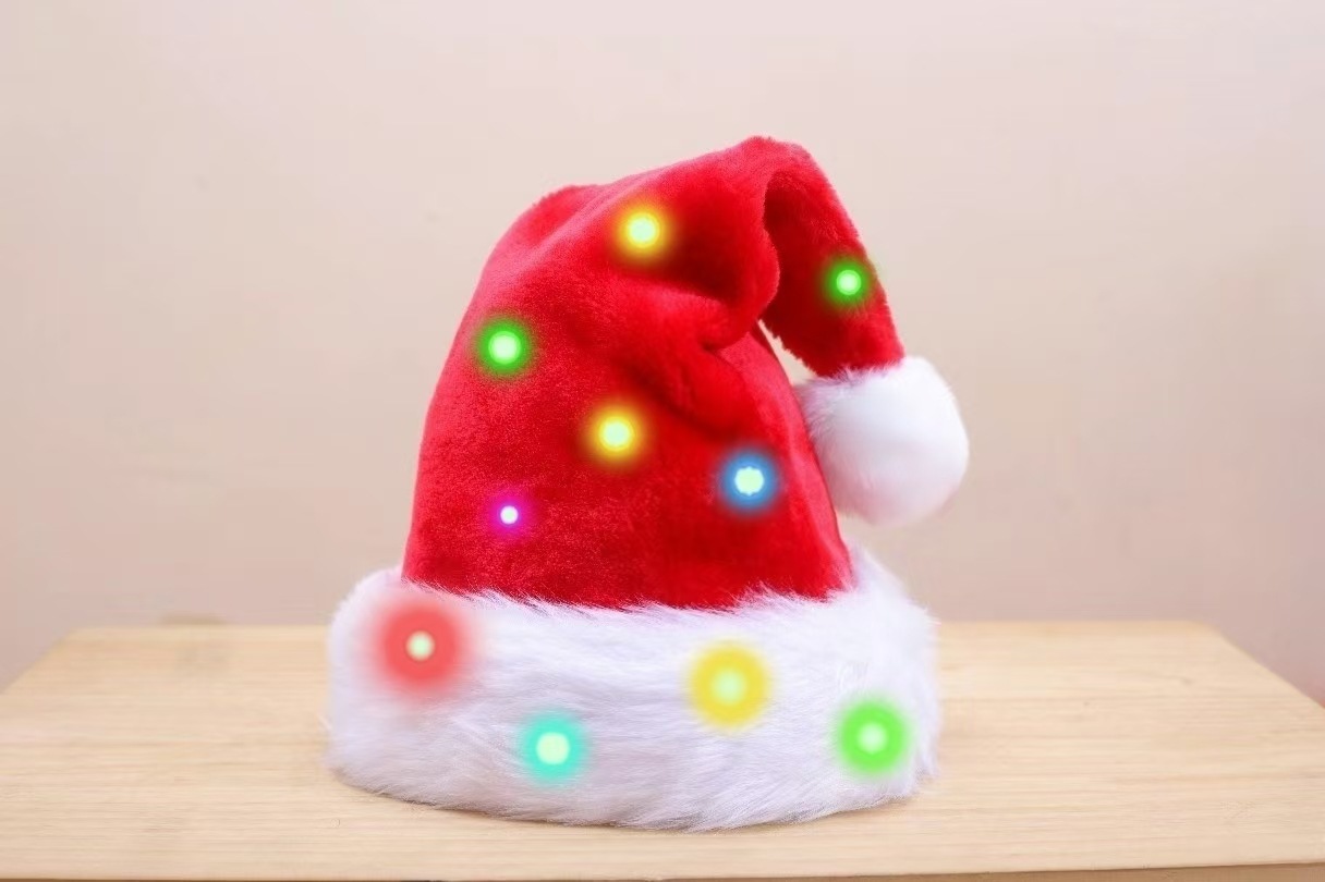 Christmas decorations for 2025: Red, blue, black, pink Christmas trees, plush Christmas hats for adults and children pic 9