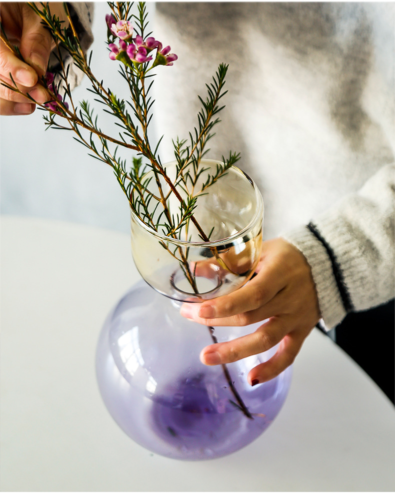 High-end, modern, simple, transparent glass vase, fresh water cultivation, niche vase, artificial flower arrangement, living room flower arrangement pic 11