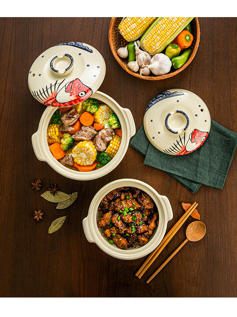 Household high-temperature resistant dry-burning non-cracking gas stove special soup 煲仔饭 ceramic sand pot soup pot stone pot pic 12