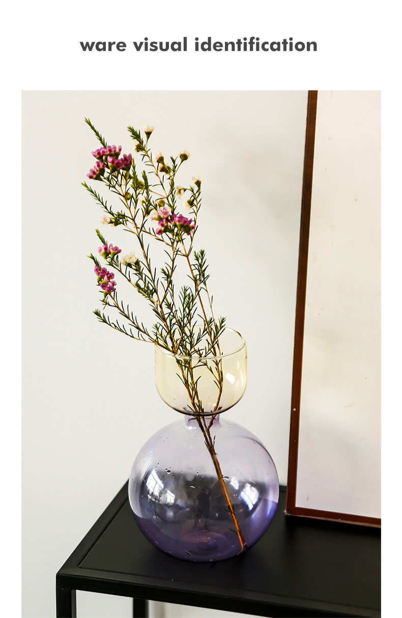 High-end, modern, simple, transparent glass vase, fresh water cultivation, niche vase, artificial flower arrangement, living room flower arrangement pic 13