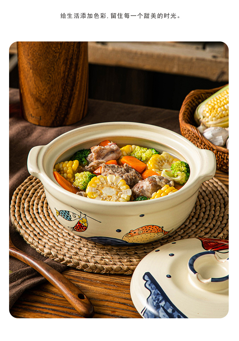 Household high-temperature resistant dry-burning non-cracking gas stove special soup 煲仔饭 ceramic sand pot soup pot stone pot pic 11