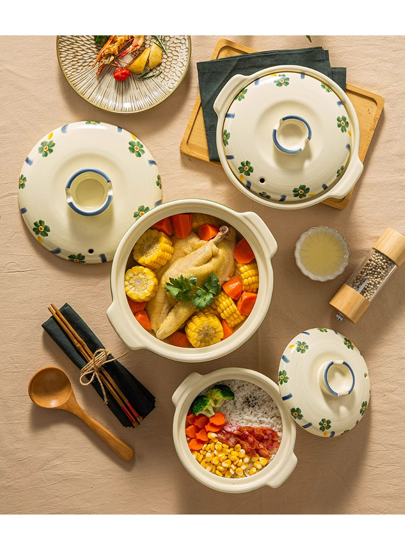 Hand-painted blue cherry blossom clay pot, clay pot for soup, household gas stew pot, Japanese ceramic stew pot, gas stove soup pot pic 19