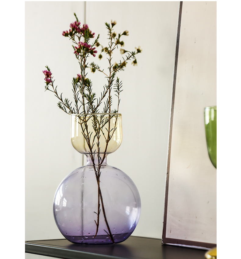 High-end, modern, simple, transparent glass vase, fresh water cultivation, niche vase, artificial flower arrangement, living room flower arrangement pic 8