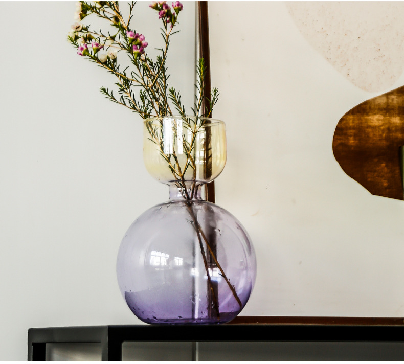 High-end, modern, simple, transparent glass vase, fresh water cultivation, niche vase, artificial flower arrangement, living room flower arrangement pic 4