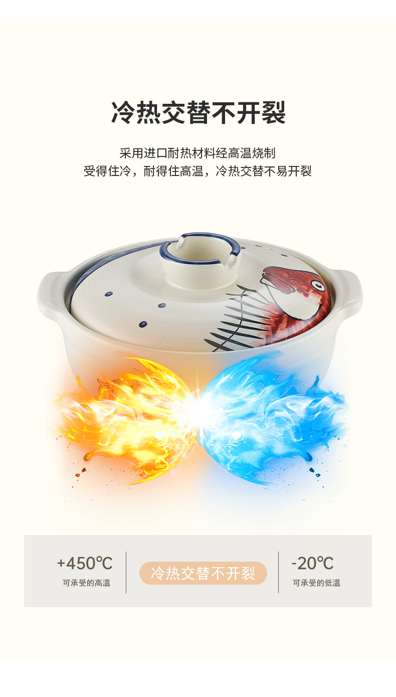 Household high-temperature resistant dry-burning non-cracking gas stove special soup 煲仔饭 ceramic sand pot soup pot stone pot pic 4