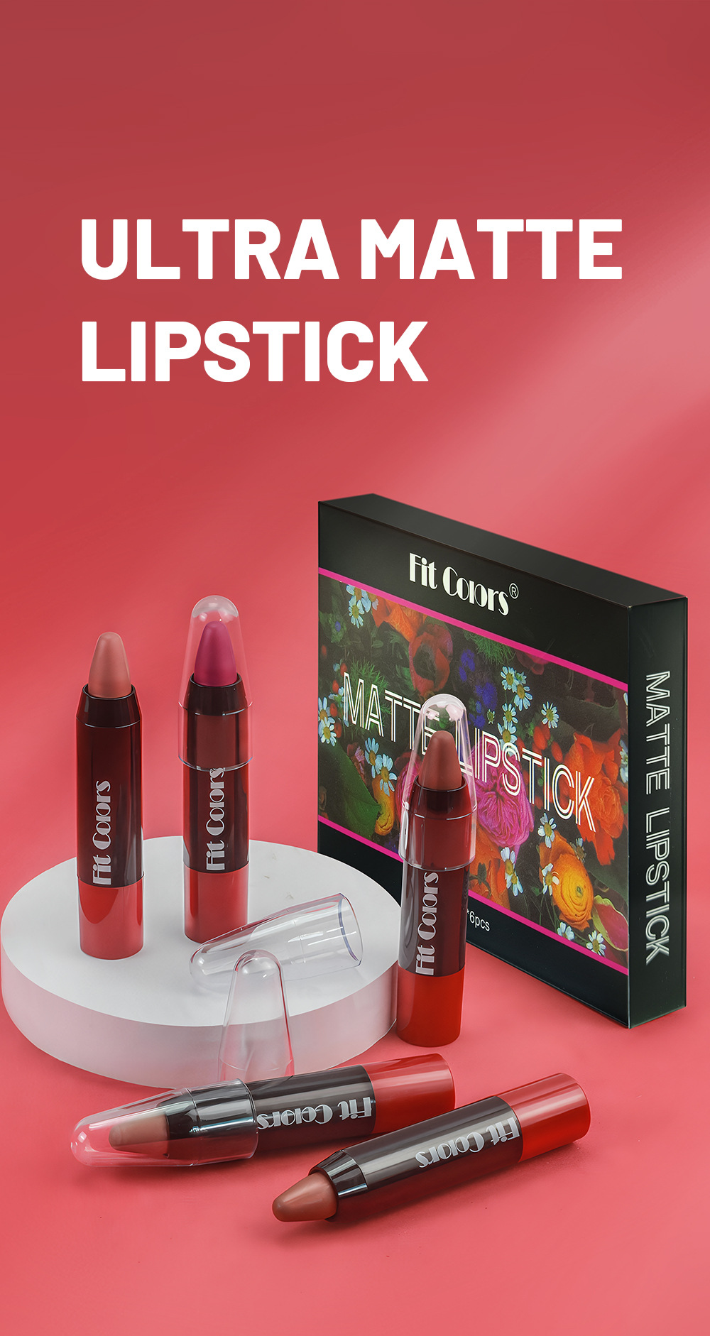 Fit Colors 6-color velvet matte crayon lipstick set, long-lasting non-stick cup, moisturizing lipstick, cross-border makeup pic 2