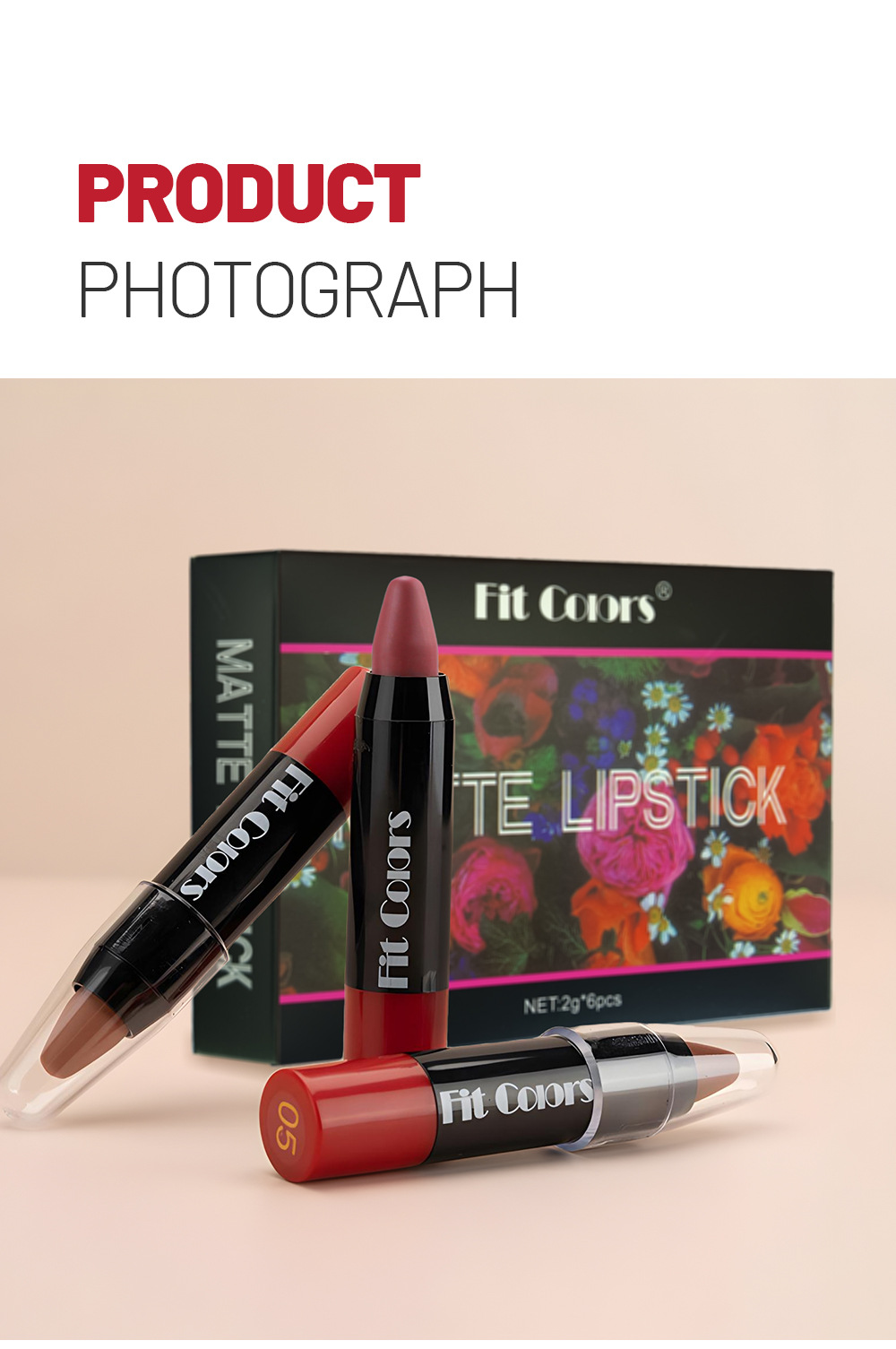 Fit Colors 6-color velvet matte crayon lipstick set, long-lasting non-stick cup, moisturizing lipstick, cross-border makeup pic 12