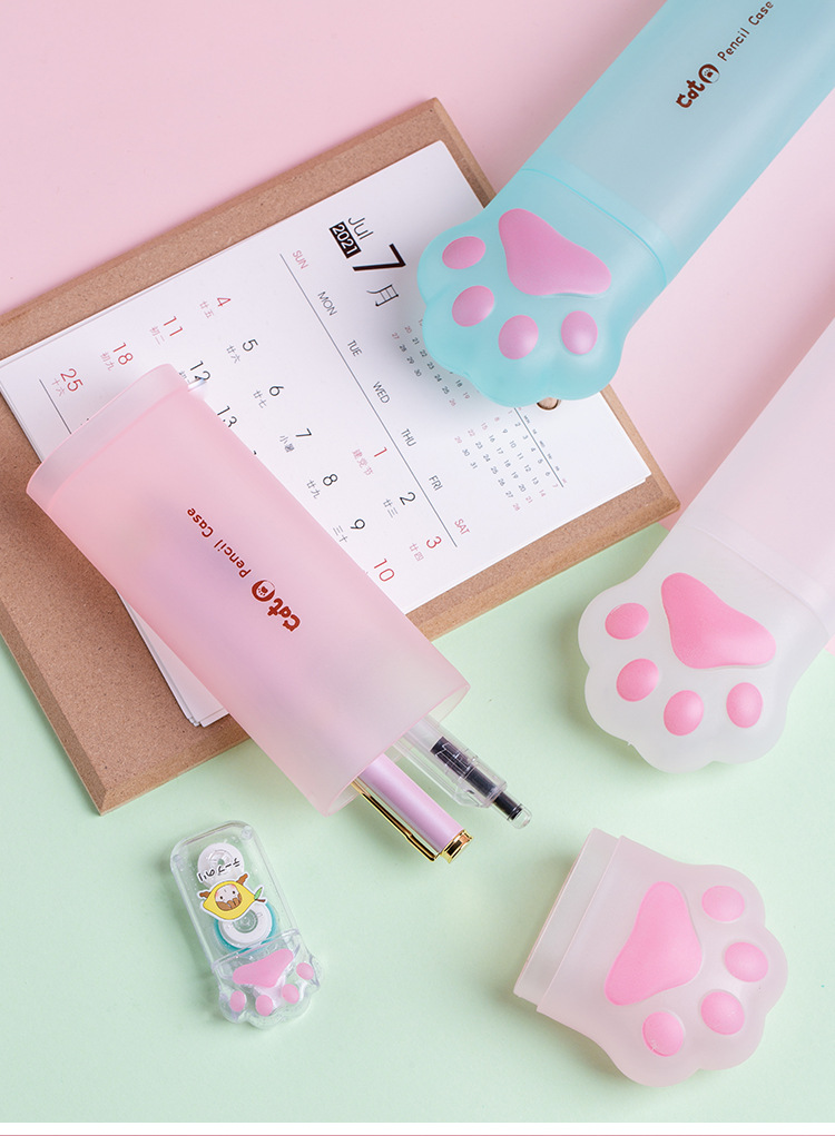 Tian Gao Factory wholesale popular cat-paw stationery boxes, student large-capacity pencil cases, high appearance level and cute PP pen holders pic 11