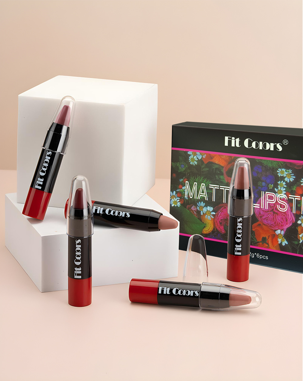 Fit Colors 6-color velvet matte crayon lipstick set, long-lasting non-stick cup, moisturizing lipstick, cross-border makeup pic 13