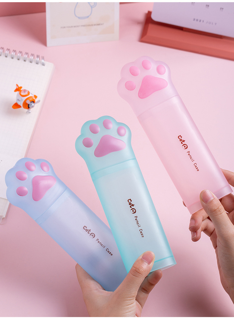 Tian Gao Factory wholesale popular cat-paw stationery boxes, student large-capacity pencil cases, high appearance level and cute PP pen holders pic 13