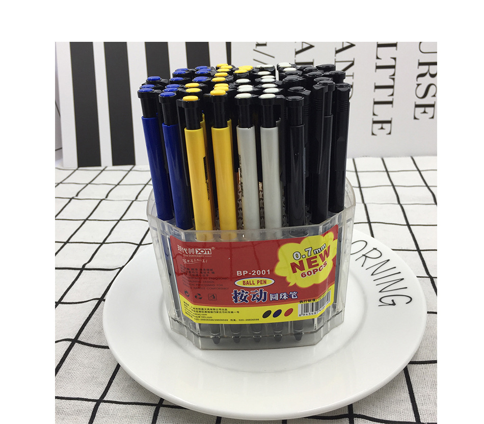 Factory direct sales of modern beauty office stationery, student supplies, plastic press ballpoint pens, gel pens, ballpoint pens, blue pic 4