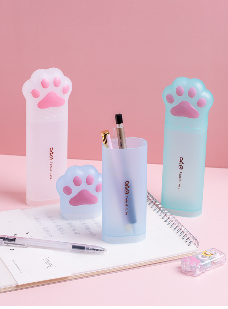 Tian Gao Factory wholesale popular cat-paw stationery boxes, student large-capacity pencil cases, high appearance level and cute PP pen holders pic 12