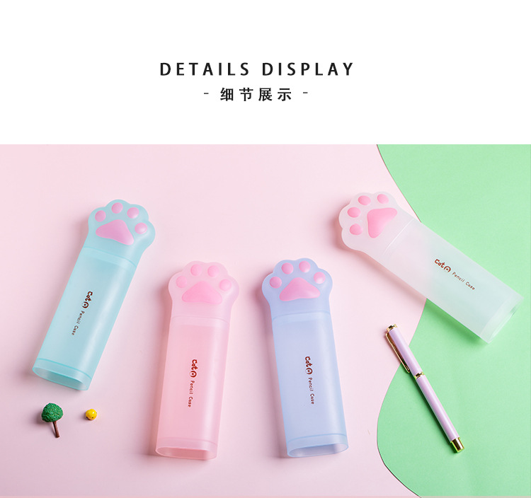 Tian Gao Factory wholesale popular cat-paw stationery boxes, student large-capacity pencil cases, high appearance level and cute PP pen holders pic 8