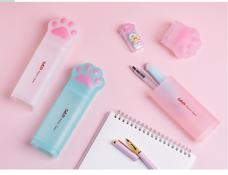 Tian Gao Factory wholesale popular cat-paw stationery boxes, student large-capacity pencil cases, high appearance level and cute PP pen holders pic 3