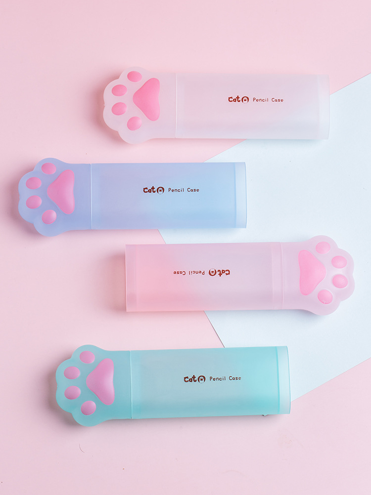 Tian Gao Factory wholesale popular cat-paw stationery boxes, student large-capacity pencil cases, high appearance level and cute PP pen holders pic 1