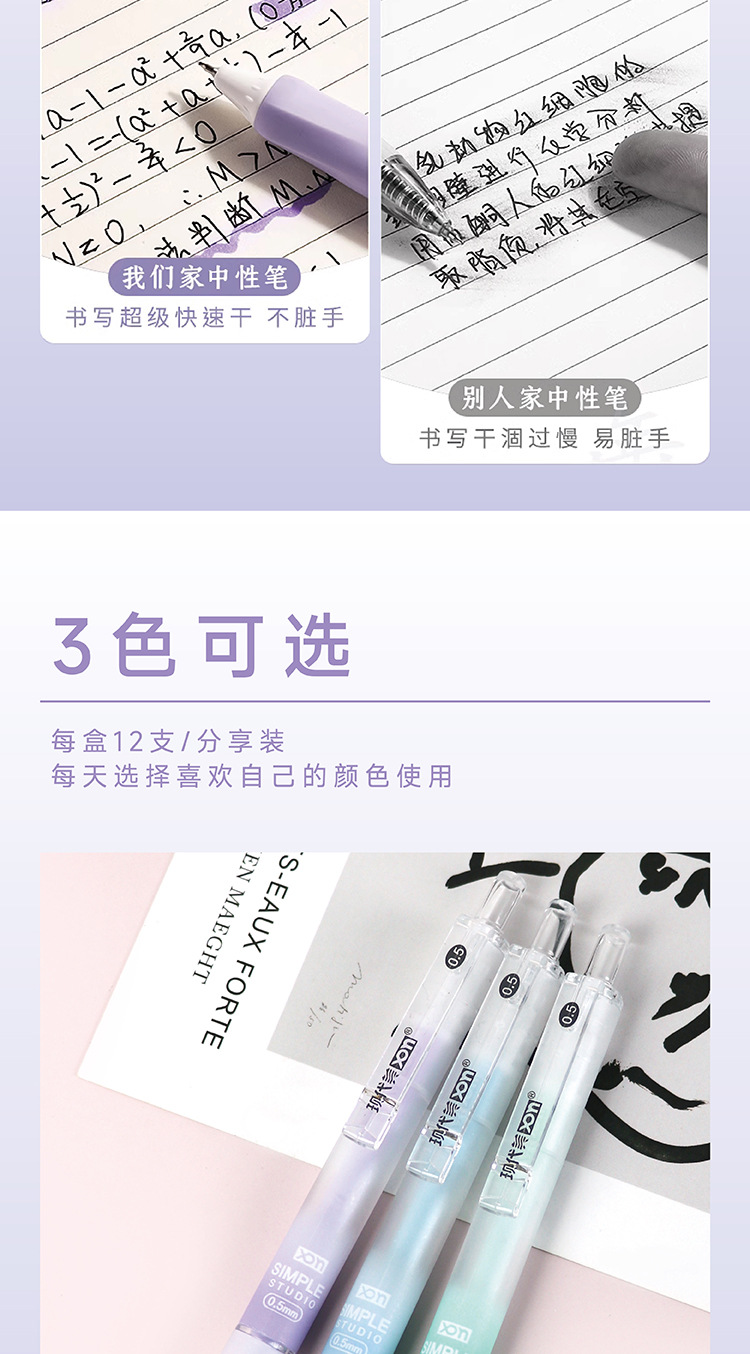 现代美AK-89按动大容量中性笔学生考试用品厂家直供详情6