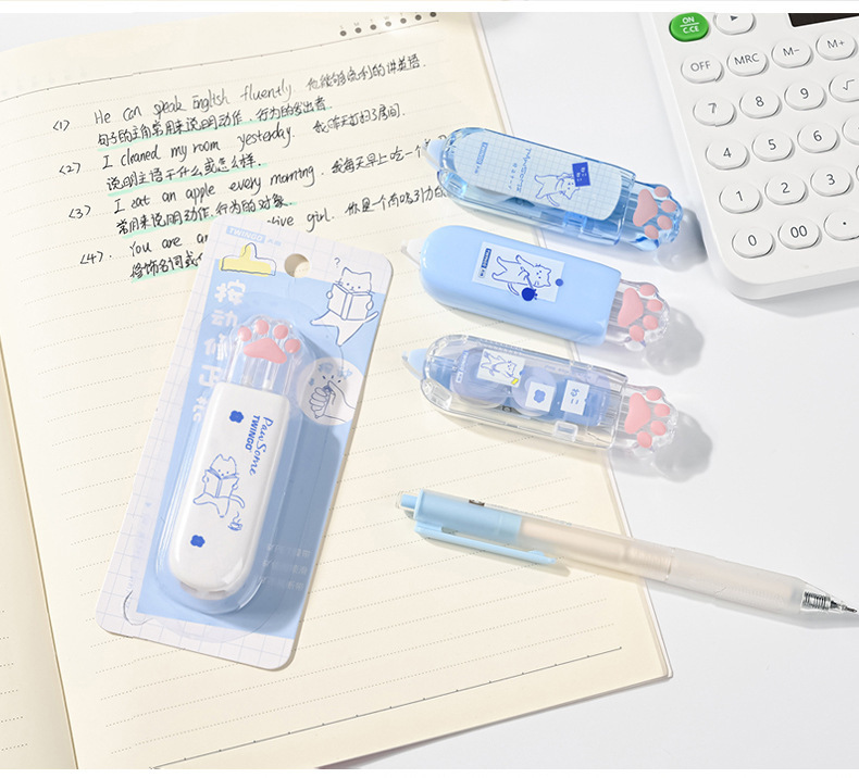 Tian Gao Factory wholesale press correction tape, pen-shaped correction tape, cute cat paw portable correction tape, high appearance level for students pic 10