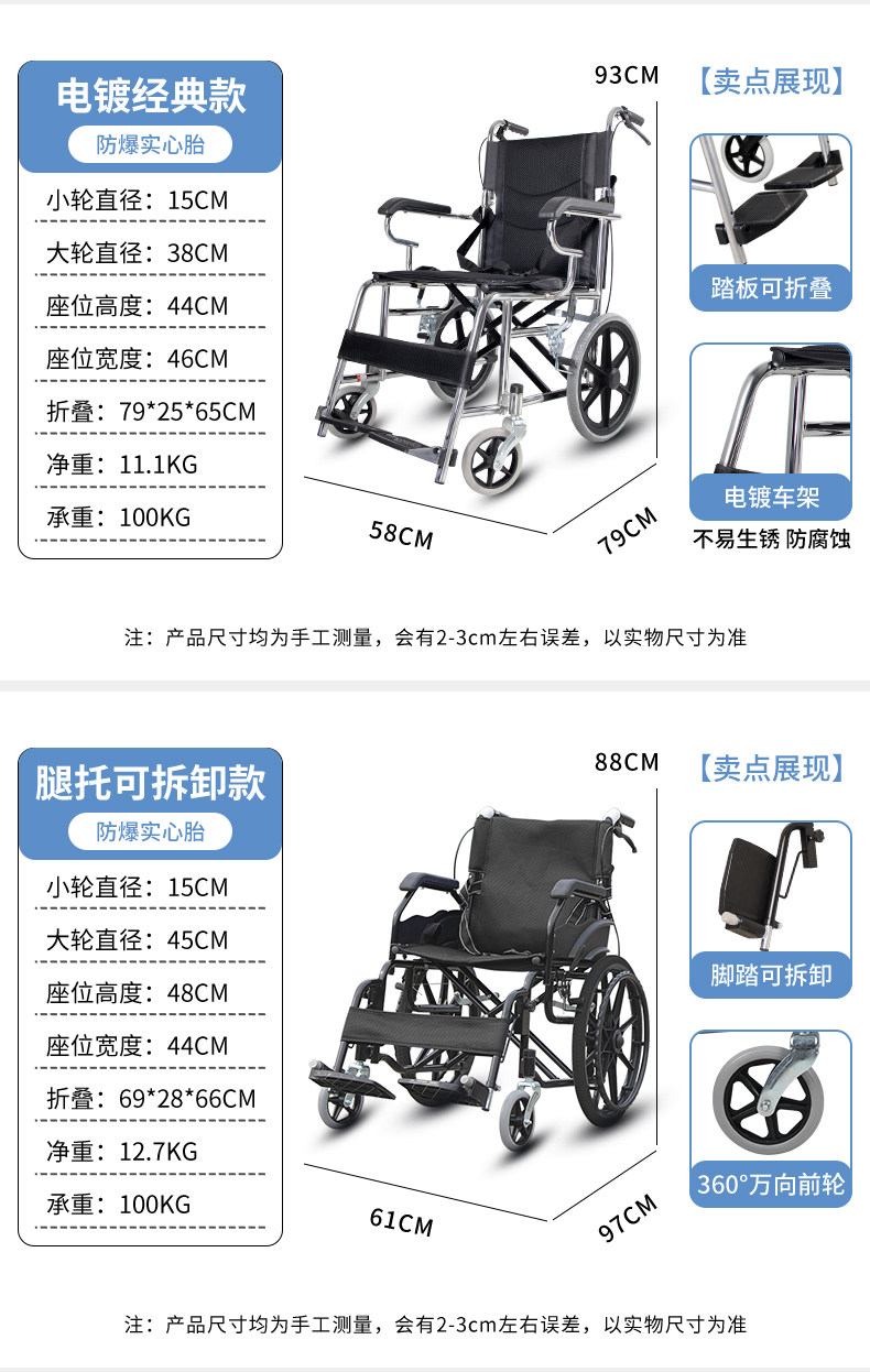 Wheelchair folding, lightweight, small elderly travel, ultra-light, simple trolley, disabled elderly mobility vehicle, wheelchair for the elderly pic 4